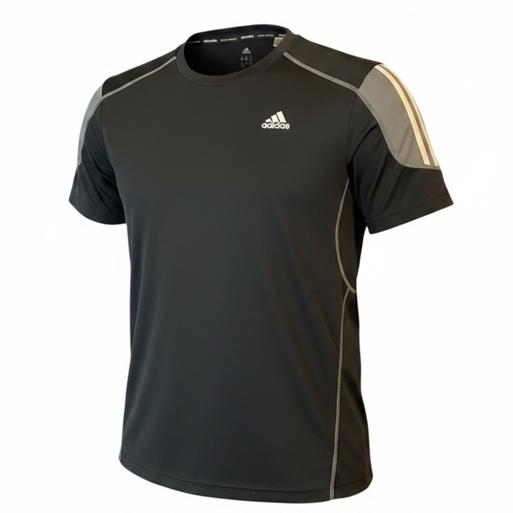 Adidas Climalite Men's XL Black Gray 3 Stripe Performance Athletic Shirt